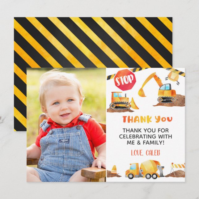 Carte de remerciement d'anniversaire de constructi (Devant / Derrière)