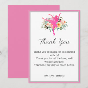 Carte de remerciement d'anniversaire de danseuse b