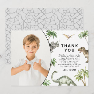 Carte de remerciement d'anniversaire de dinosaure