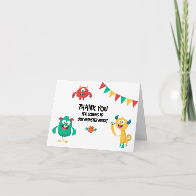 Carte de remerciement d'anniversaire de monstre mi (Devant)