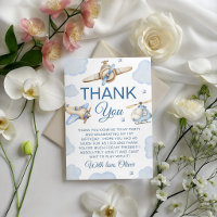 Carte de remerciement d'anniversaire pour avion Te
