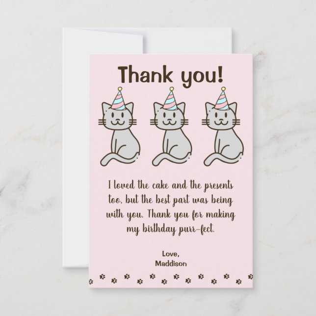 Carte de remerciement d'anniversaire pour chaton m (Devant)