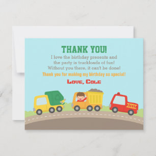 Carte de remerciement d'anniversaire pour garçons 