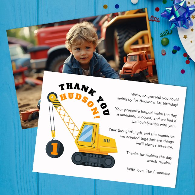 Carte de remerciement d'anniversaire pour grue de  (Cute Photo Thank You Card)