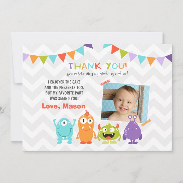Carte de remerciement d'anniversaire pour petit mo (Devant)