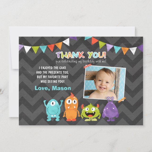 Carte de remerciement d'anniversaire pour petit mo (Devant)