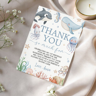 Carte de remerciement d'anniversaire sous la mer