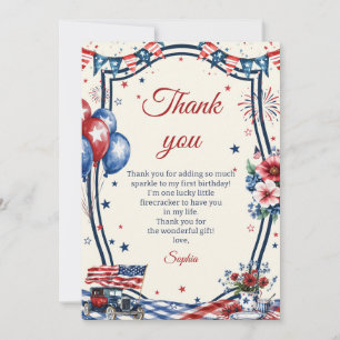 Carte de remerciement d'anniversaire USA patriotiq