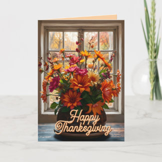 Carte de remerciement d'automne à fleurs abondante