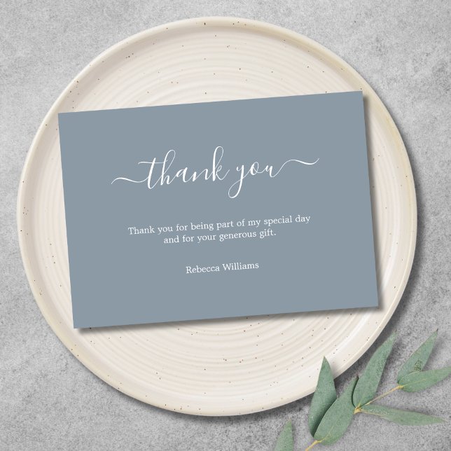 Carte de remerciement de 3,5"x5" pour un anniversa (Dusty Blue Thank You Card )