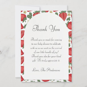 Carte de remerciement de Baby Shower Bohème Fraise