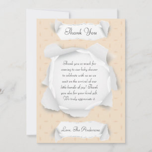 Carte de remerciement de Baby Shower Effet Papier