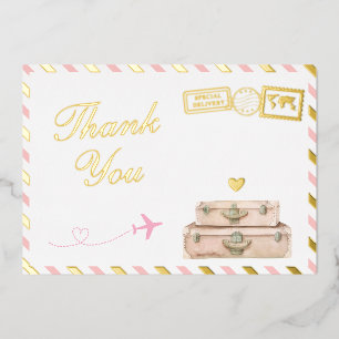 Carte de remerciement de Baby Shower Fille Voyage 
