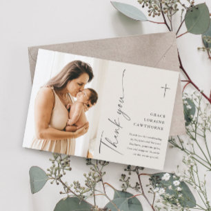 Carte de remerciement de baptême photo avec écritu
