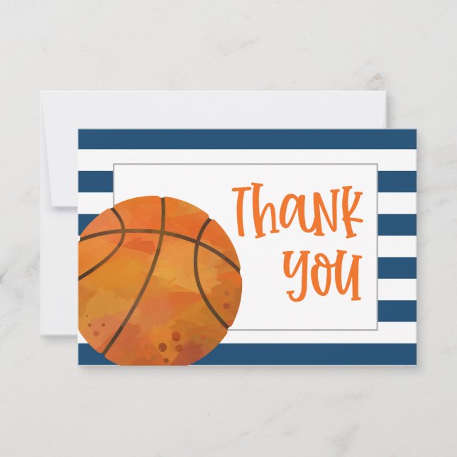 Carte de remerciement de basketball à plat (Devant)