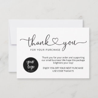 Carte de remerciement de Black White Business mode