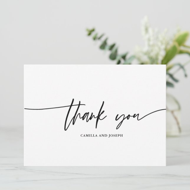 Carte de remerciement de calligraphie moderne avec (Debout devant)