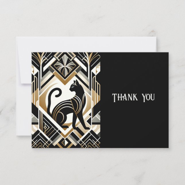 Carte de remerciement de chat décorative abstraite (Devant)