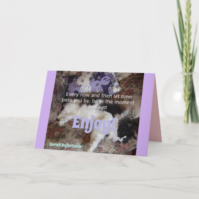 Carte de remerciement de chat en smoking violet En (Devant)