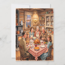 Carte de remerciement de dîner de famille rétro