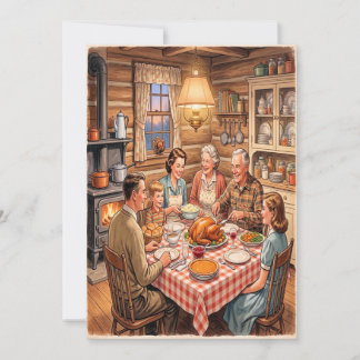 Carte de remerciement de dîner de famille rétro