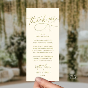 Carte de remerciement de dîner de mariage romantiq