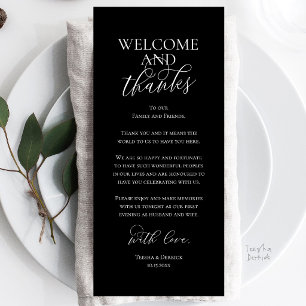 Carte de remerciement de dîner de mariage Welcome