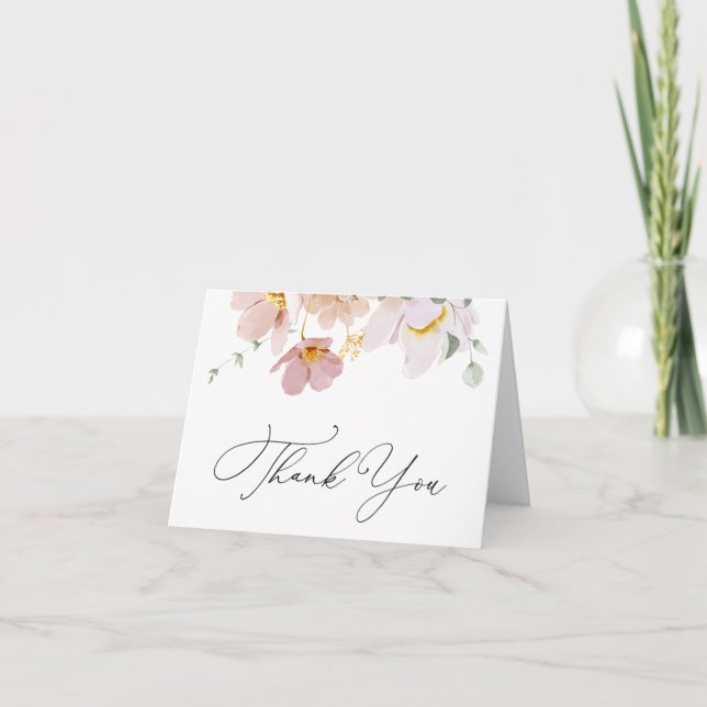 Carte de remerciement de douche de fleurs roses (Devant)
