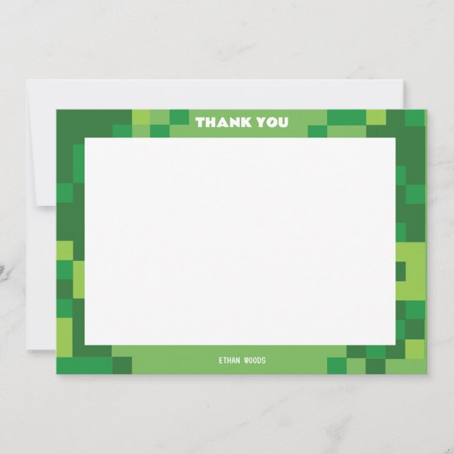 Carte de remerciement de fête de gamer pixelisé (Devant)