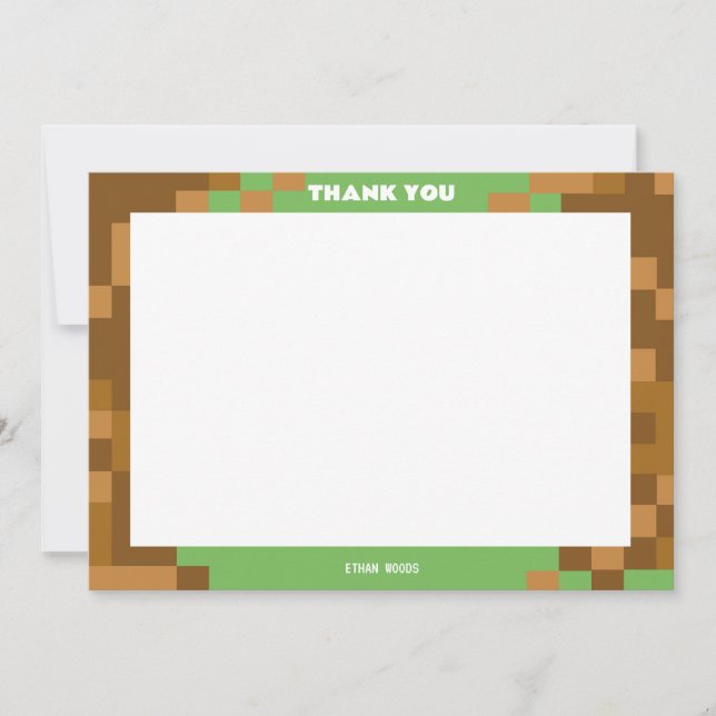 Carte de remerciement de fête de gamer pixelisé ma (Devant)