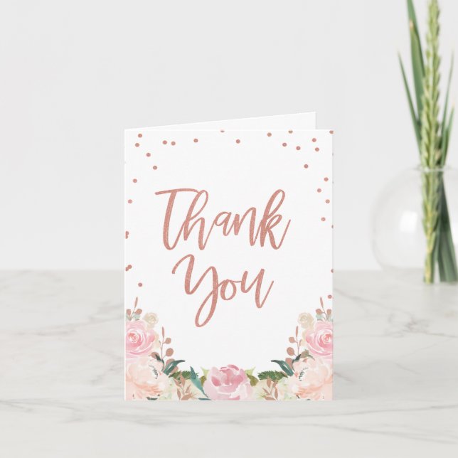 Carte de remerciement de Fête de Mariage en Or Ros (Devant)