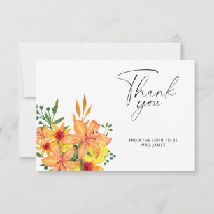 Carte de remerciement de fête prénuptiale orange f