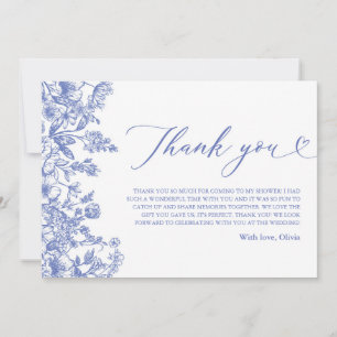 Carte de remerciement de fiançailles florale bleue