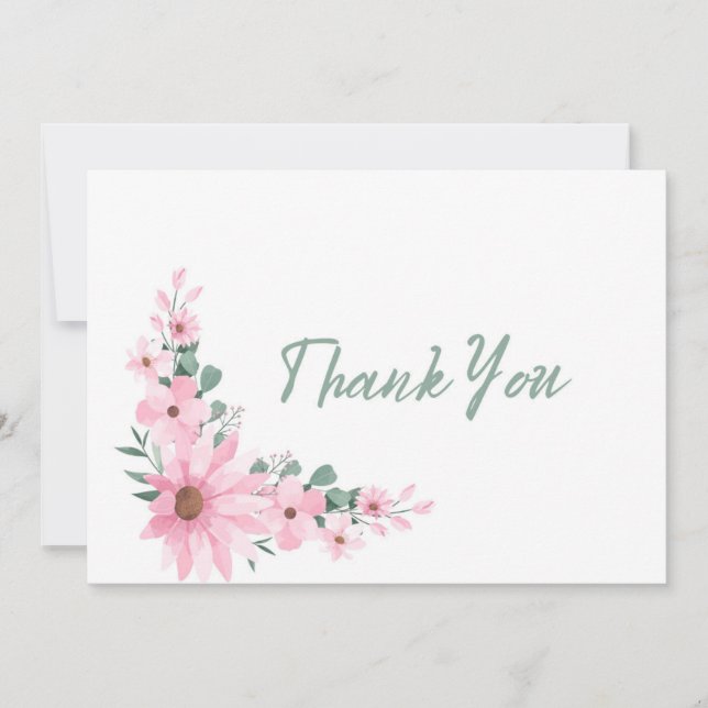 Carte de remerciement de fiançailles plate Fleurs  (Devant)