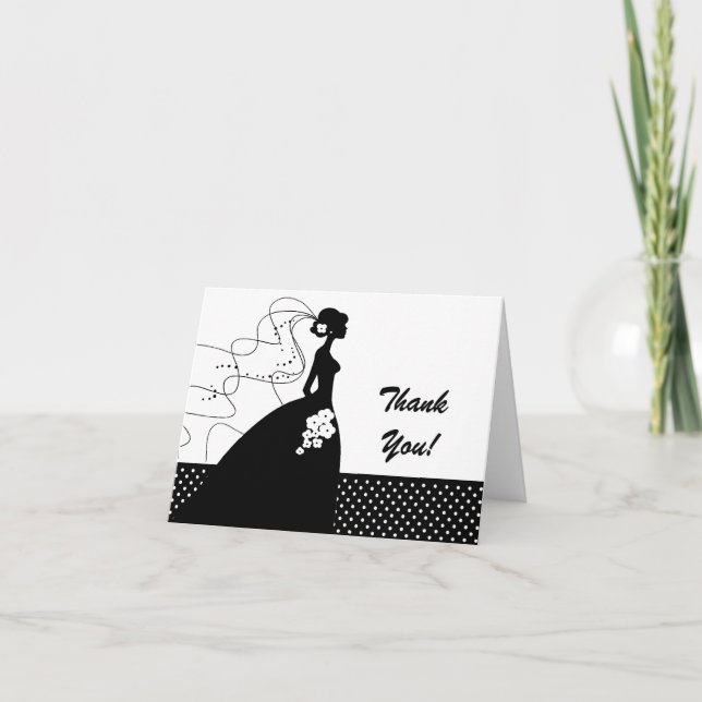 Carte de remerciement de la mariée blanche Silhoue (Devant)