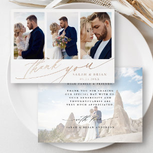 Carte de remerciement de mariage à 4 photos lettra