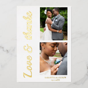 Carte de remerciement de mariage à feuille d'alumi