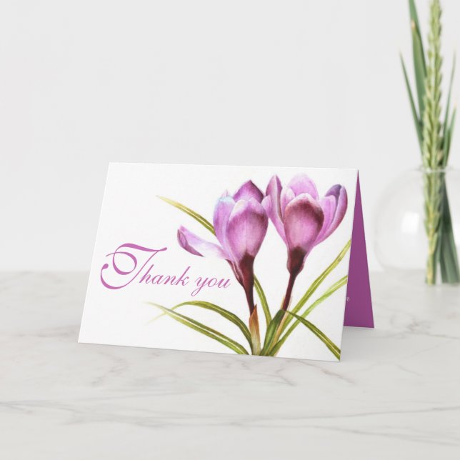 Carte de remerciement de mariage à fleur violette  (Devant)