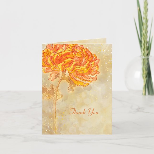 Carte de remerciement de mariage à fleurs orange d (Devant)