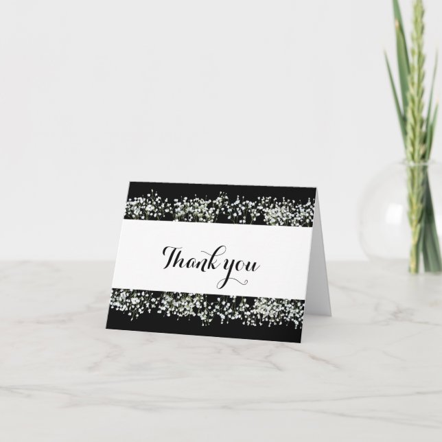 Carte de remerciement de mariage à la gypsophile n (Devant)