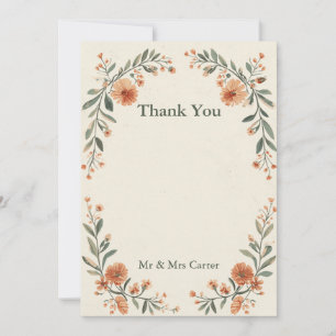 Carte de remerciement de mariage à l'arche florale