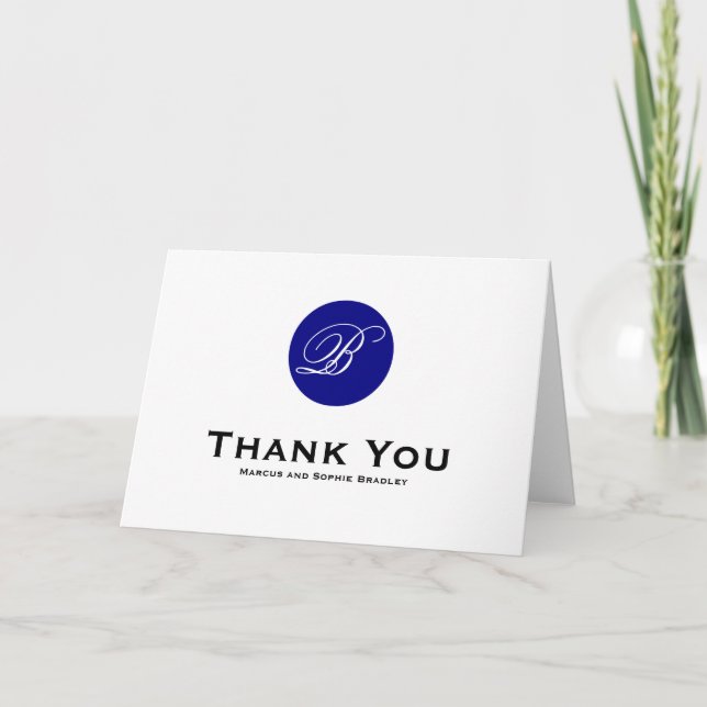 Carte de remerciement de mariage à monogramme en c (Devant)