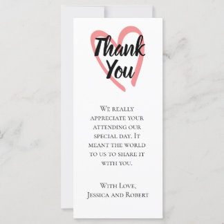 Carte de remerciement de mariage à motif de cœur