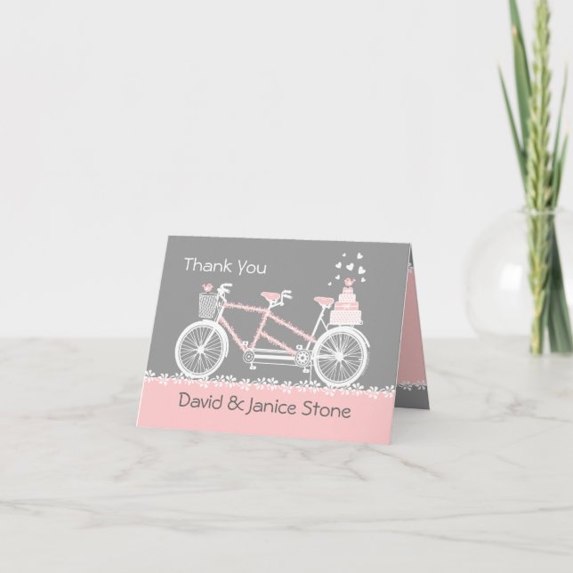 Carte de remerciement de mariage à vélo tandem (Devant)