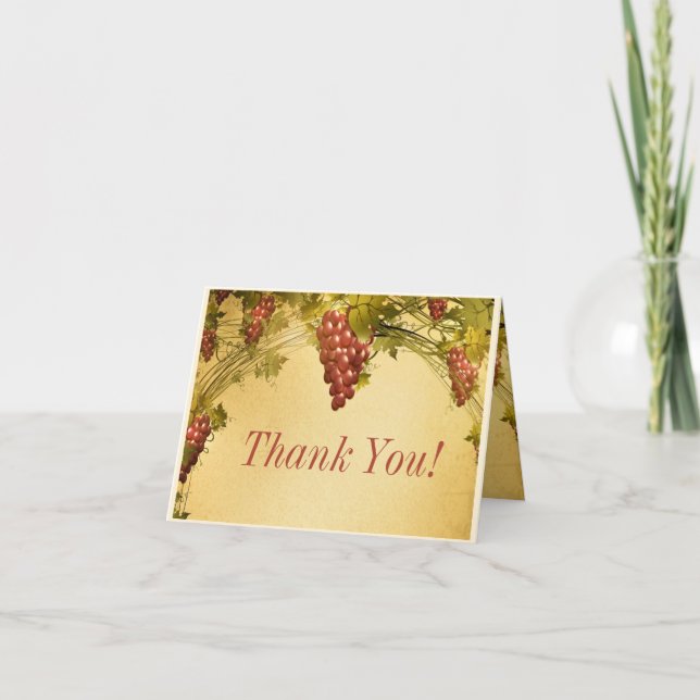 Carte de remerciement de mariage au vignoble (Devant)