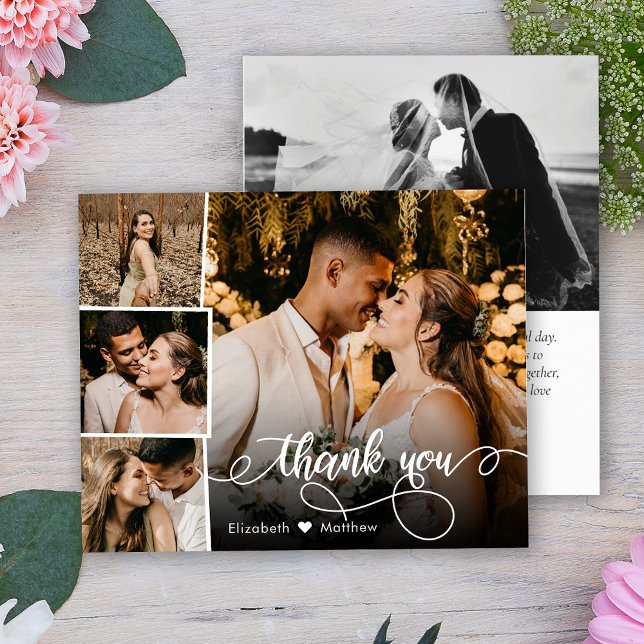 Carte de remerciement de mariage avec collage de p (Créateur téléchargé)