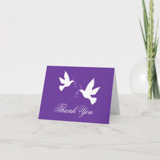 Carte de remerciement de mariage avec des colombes (Devant)