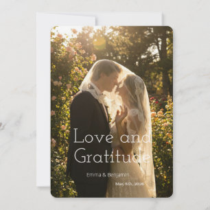 Carte de Remerciement de Mariage avec Écriture Rét