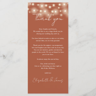 Carte de remerciement de mariage avec lumières en