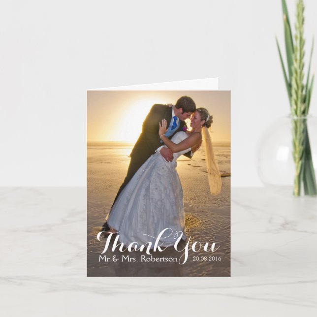 Carte de remerciement de mariage avec photo (Devant)